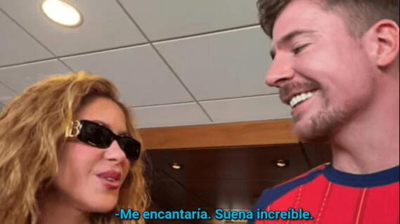Shakira y MrBeast posan juntos en un evento relacionado con la Copa Mundial 2026