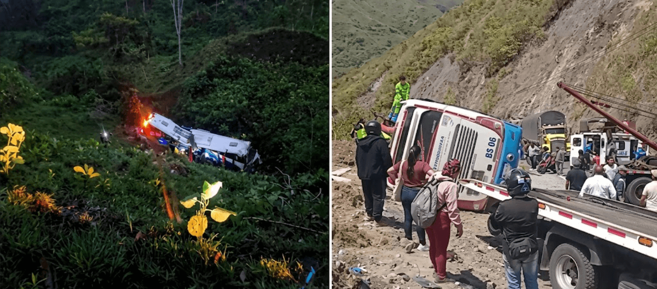 Accidente de tránsito en la vía al Mar deja 18 heridos tras caída de bus intermunicipal a un abismo