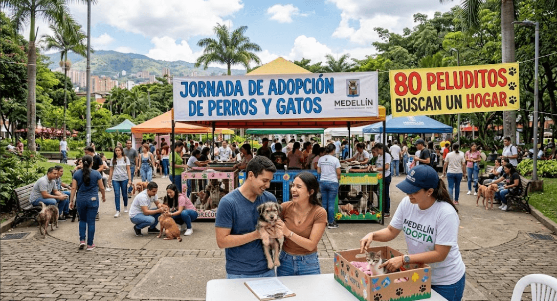 Adopción de 80 perros y gatos en Parques del Río se realizará este domingo 20 de septiembre en Medellín