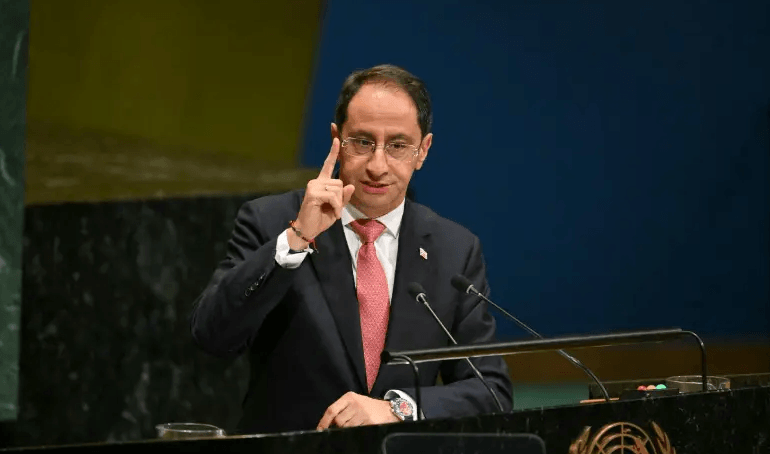 Vicepresidente Jose Manuel Restrepo interviniendo ante el plenario de la Asamblea General de la ONU