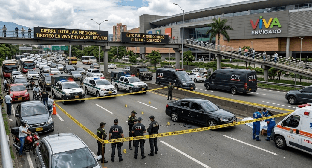 Tiroteo en la avenida Regional desata caos vial en Envigado tras persecución policial a motociclista